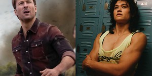 Глен Пауел та Кеті О'Брайан в оновленій версії фільму "Гонщик" від Едгара Райта